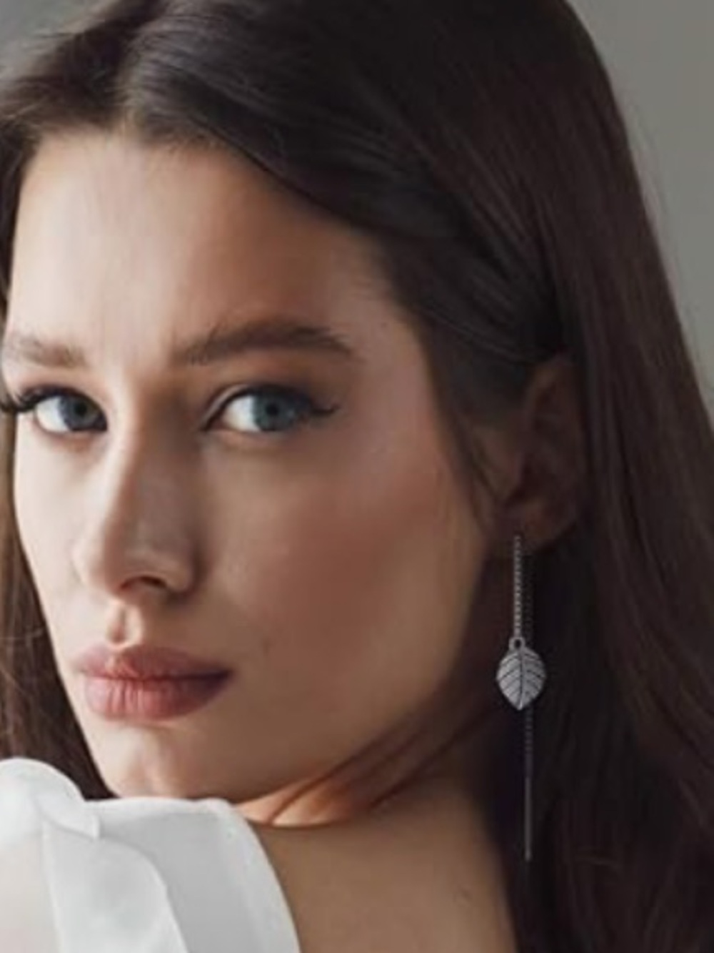 🆕NIP: 925 Leaf Drop Threader Dangle Earrings - Silver